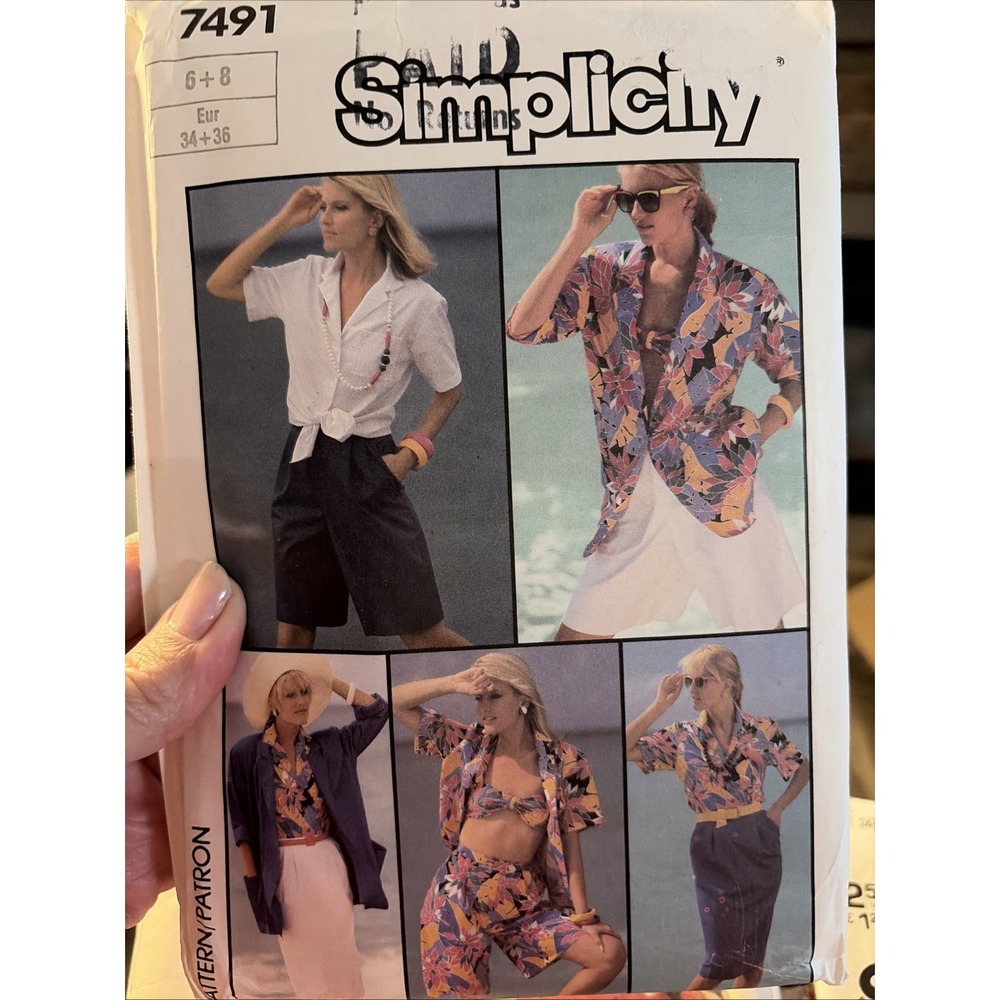 Vintage Simplicity 7491 Sewing Pattern Misses Skirt Shorts Shirt Jacket 6 8 Cut